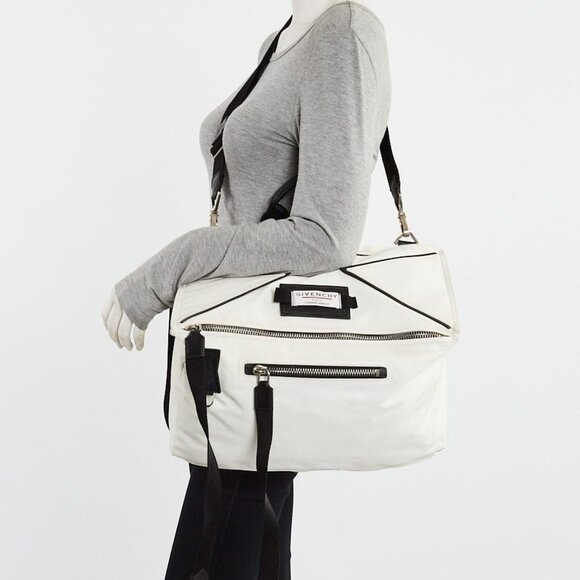 Givenchy White Nylon Downtown Pandora Large Messenger Bag - Picture 1 of 12